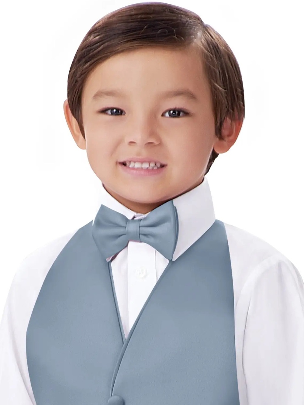 Boys Matte Satin Pre Tied Bow Ties in Dusty Blue - Azazie